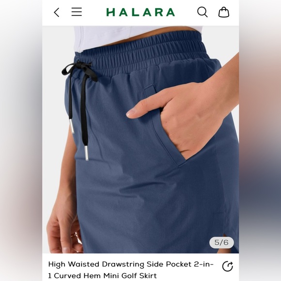 NWT High Waisted Drawstring Side Pocket 2-in-1 Curved Hem Mini Golf Skirt - Picture 1 of 10